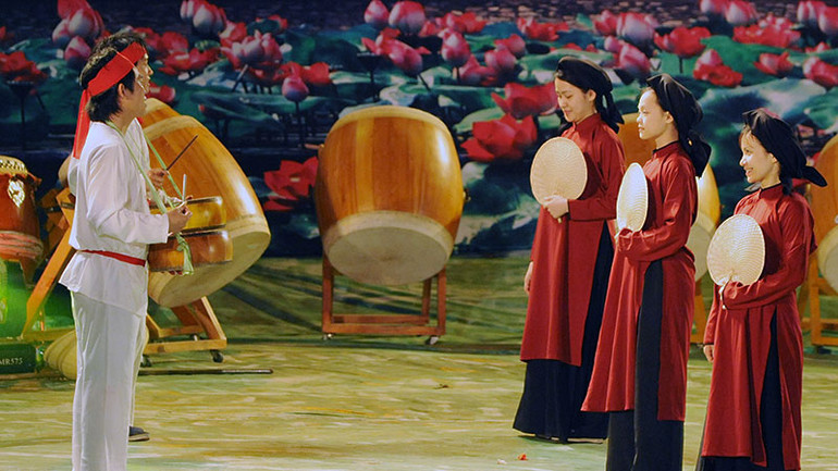 Biểu diễn hát Xoan, Di sản văn hóa phi vật thể đại diện của nhân loại. (Ảnh AN KHÁNH)