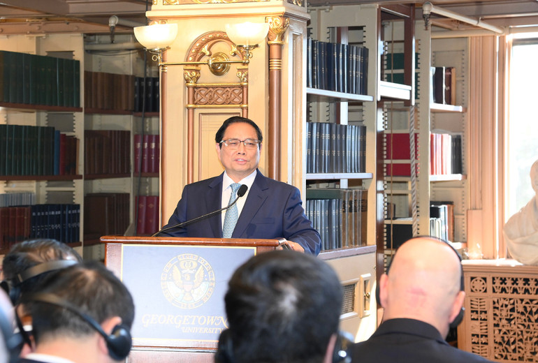 Thủ tướng Phạm Minh Chính phát biểu chính sách tại Đại học Georgetown.