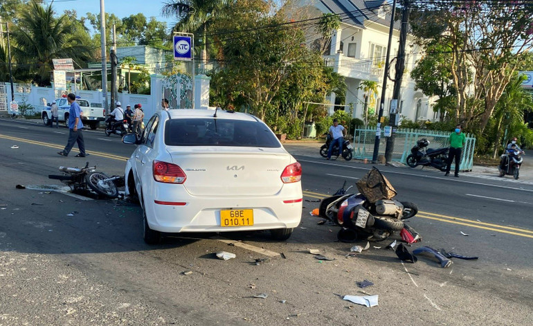 Hiện trường vụ tai nạn giao thông. (Ảnh: Công an cung cấp)