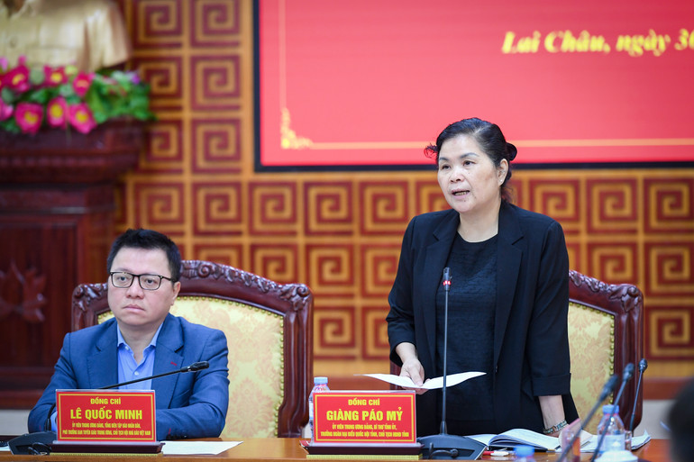 Đồng chí Giàng Páo Mỷ - Bí thư Tỉnh ủy Lai Châu phát biểu tại buổi làm việc. (Ảnh: THÀNH ĐẠT) Đồng chí Giàng Páo Mỷ - Bí thư Tỉnh ủy Lai Châu phát biểu tại buổi làm việc. (Ảnh: THÀNH ĐẠT)