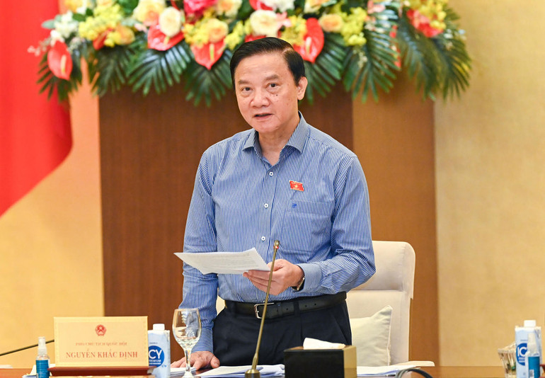 Phó Chủ tịch Quốc hội Nguyễn Khắc Định phát biểu ý kiến tại phiên họp.