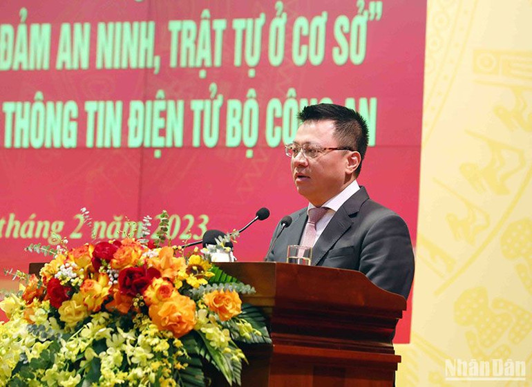 Tổng Biên tập Báo Nhân Dân Lê Quốc Minh phát biểu tại Lễ phát động.