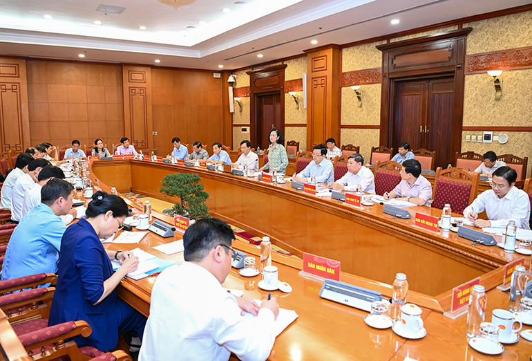 Quang cảnh hội nghị tại Trụ sở Trung ương Đảng. (Ảnh: Duy Linh)