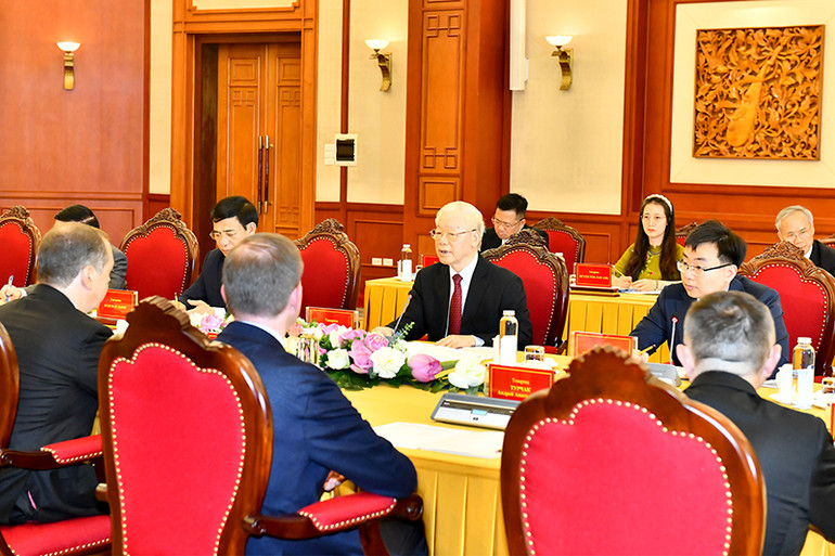 Tổng Bí thư Nguyễn Phú Trọng phát biểu tại buổi hội đàm.