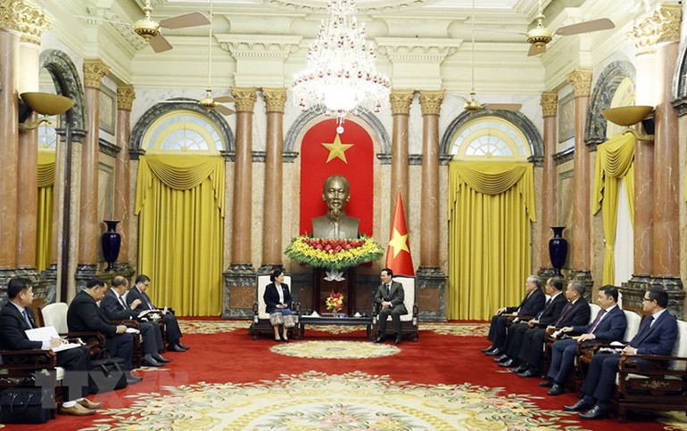 Quang cảnh buổi tiếp. (Ảnh: Thống Nhất/TTXVN) Quang cảnh buổi tiếp. (Ảnh: Thống Nhất/TTXVN)