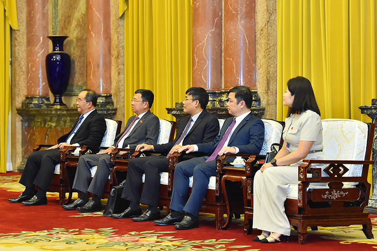 Các đại biểu đoàn Việt Nam tham dự buổi tiếp.