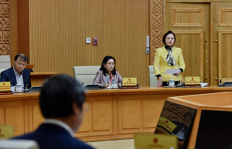 Bộ trưởng Nội vụ Phạm Thị Thanh Trà phát biểu.