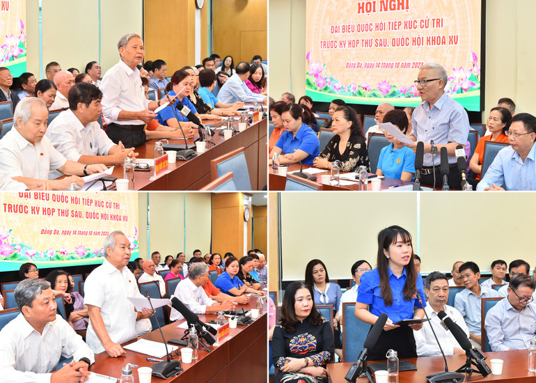 Cử tri các quận Đống Đa, Ba Đình và Hai Bà Trưng đặt câu hỏi tại buổi tiếp xúc cử tri.