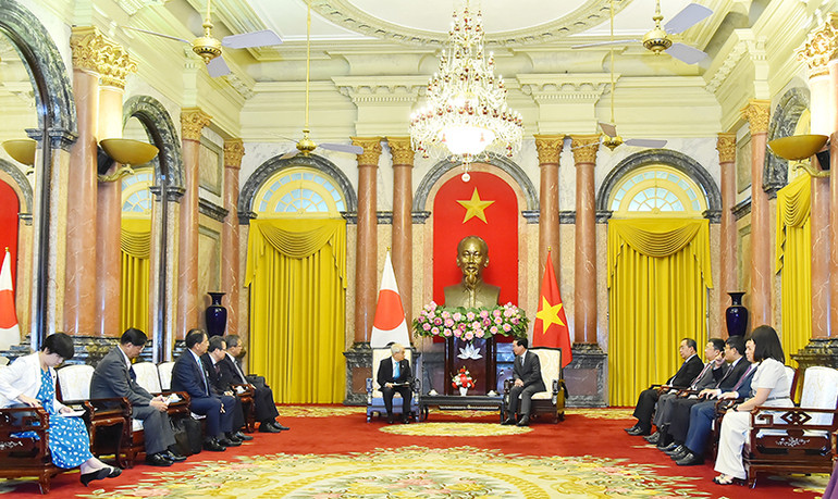 Quang cảnh buổi tiếp tại Phủ Chủ tịch chiều 6/9. (Ảnh: Thủy Nguyên)