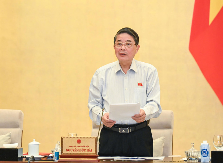 Phó Chủ tịch Quốc hội Nguyễn Đức Hải điều hành nội dung Ủy ban Thường vụ Quốc hội xem xét, cho ý kiến về báo cáo công tác năm 2023 và kế hoạch kiểm toán năm 2024 của Kiểm toán Nhà nước.