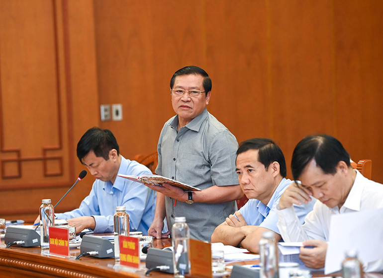 Phó Trưởng Ban Thường trực Ban Tuyên giáo Trung ương Lại Xuân Môn phát biểu tại hội nghị. (Ảnh: Duy Linh)