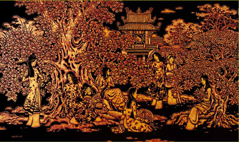 Tác phẩm “Văn Miếu - Quốc Tử Giám” của họa sĩ Nguyễn Anh Thường.