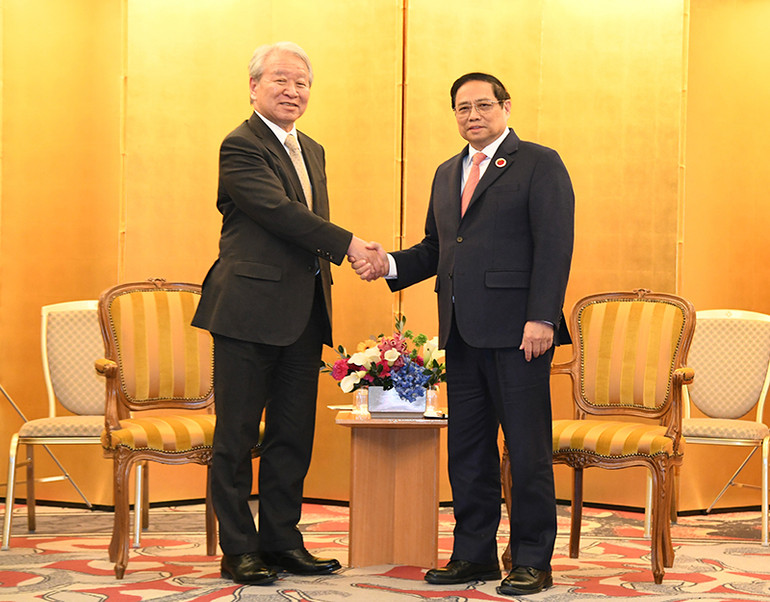 Thủ tướng Phạm Minh Chính tiếp Chủ tịch Cơ quan Hợp tác quốc tế Nhật Bản Tanaka Akihiko.