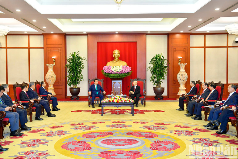 Quang cảnh buổi tiếp Tổng thống Đại Hàn Dân Quốc Yoon Suk Yeol tại Trụ sở Trung ương Đảng.