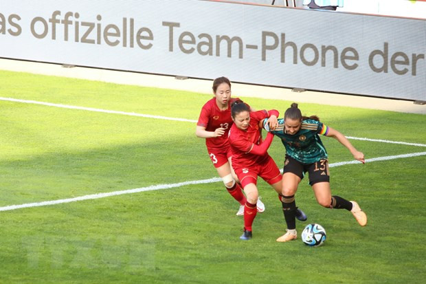 Trận đấu với Đội tuyển Đức giúp Việt Nam tích lũy thêm nhiều kinh nghiệm. (Ảnh: Mạnh Hùng/TTXVN)