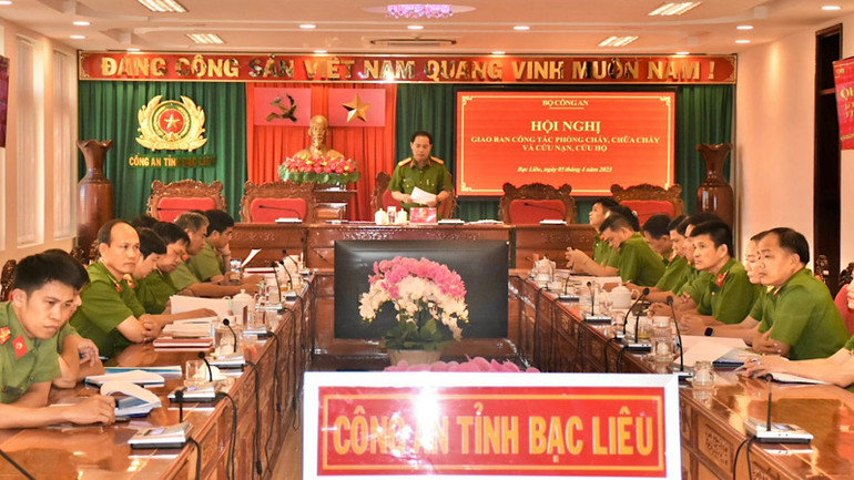 Công an tỉnh Bạc Liêu khẩn trương đề ra các biện pháp cụ thể phòng, chống cháy nổ. (Ảnh: Trọng Nguyễn)