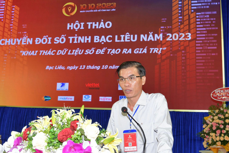 Giám đốc Sở Thông tin và Truyền thông tỉnh Bạc Liêu Bùi Thanh Toàn phát biểu ý kiến tại hội thảo. Giám đốc Sở Thông tin và Truyền thông tỉnh Bạc Liêu Bùi Thanh Toàn phát biểu ý kiến tại hội thảo.