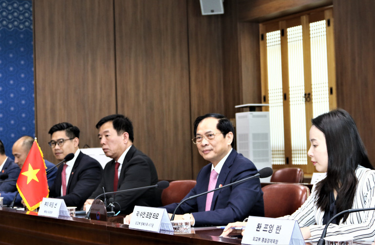 Bộ trưởng Bùi Thanh Sơn phát biểu ý kiến tại hội đàm.