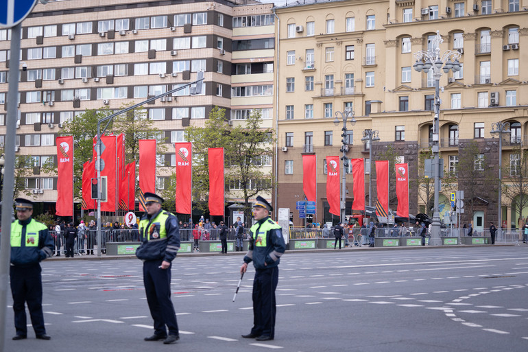 Thủ đô Moskva cấm đường để phục vụ lễ duyệt binh. (Ảnh: THANH THỂ)