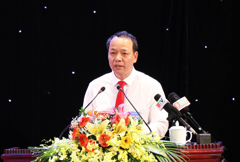 Phó Bí thư Thường trực Tỉnh ủy, Chủ tịch HĐND tỉnh Bắc Ninh Nguyễn Quốc Chung phát biểu tại Đại hội.