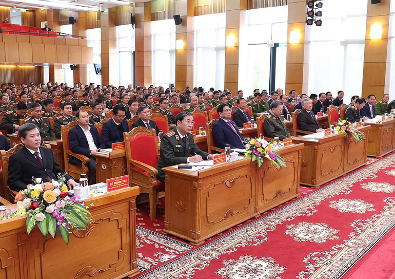 Thủ tướng Phạm Minh Chính và các đại biểu dự Hội nghị Công an toàn quốc.