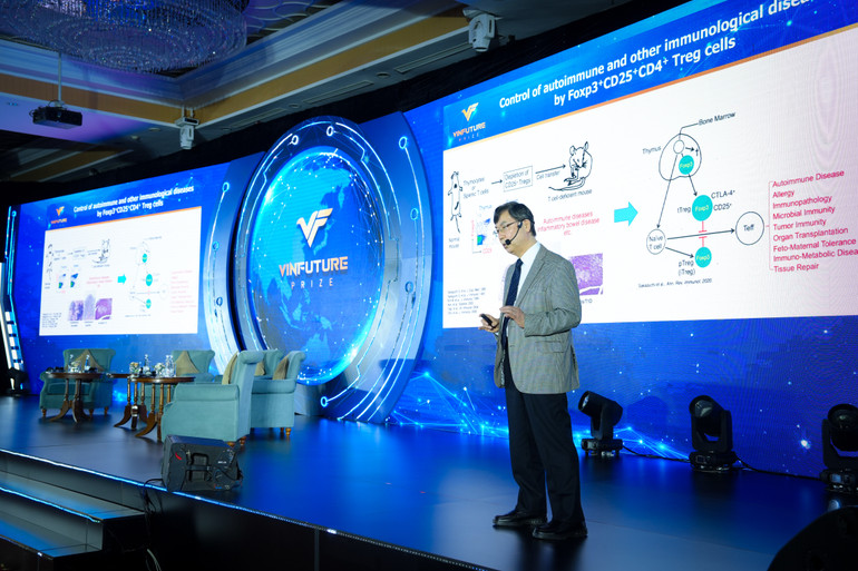 Giáo sư Shimon Sakaguchi, Giáo sư xuất sắc tại Trung tâm Nghiên cứu miễn dịch tiên phong (IFReC), Đại học Osaka (Nhật Bản) chia sẻ về liệu pháp T trong điều trị bệnh tự miễn. Giáo sư Shimon Sakaguchi, Giáo sư xuất sắc tại Trung tâm Nghiên cứu miễn dịch tiên phong (IFReC), Đại học Osaka (Nhật Bản) chia sẻ về liệu pháp T trong điều trị bệnh tự miễn.