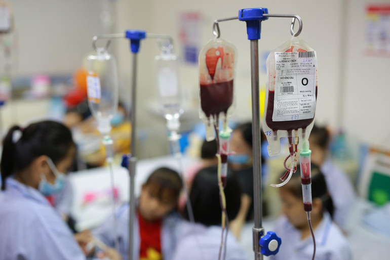 Các bé mắc bệnh thalassemia sống nhờ vào việc truyền máu.