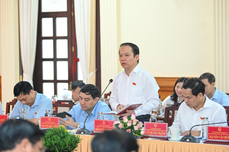 Chủ nhiệm Ủy ban Pháp luật Hoàng Thanh Tùng phát biểu tại buổi làm việc. (Ảnh: DUY LINH)