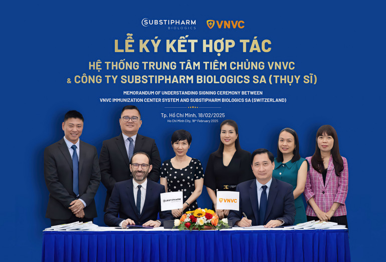 Hệ thống tiêm chủng VNVC vừa ký kết bản ghi nhớ hợp tác với Công ty dược phẩm Substipharm Biologics (Thụy Sĩ). Hệ thống tiêm chủng VNVC vừa ký kết bản ghi nhớ hợp tác với Công ty dược phẩm Substipharm Biologics (Thụy Sĩ).