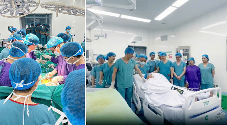 Các bác sĩ tiến hành ca ghép gan.