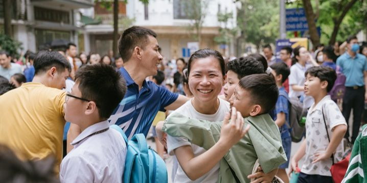 Các bé hào hứng sau khi tham gia kỳ khảo sát đánh giá năng lực.