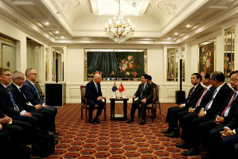 Toàn cảnh cuộc gặp giữa Chủ tịch nước Lương Cường với Thủ tướng New Zealand Christopher Luxon.