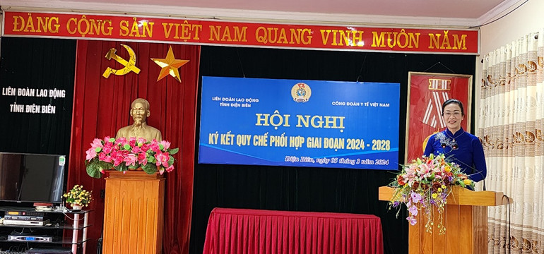 Đồng chí Phạm Thanh Bình, Chủ tịch Công đoàn y tế Việt Nam phát biểu tại buổi ký kết. Đồng chí Phạm Thanh Bình, Chủ tịch Công đoàn y tế Việt Nam phát biểu tại buổi ký kết.