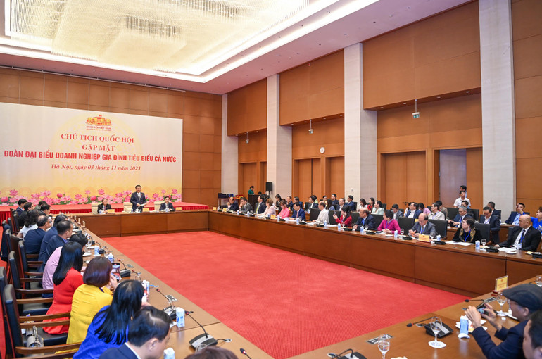 Quang cảnh buổi gặp mặt tại Nhà Quốc hội. (Ảnh: DUY LINH)