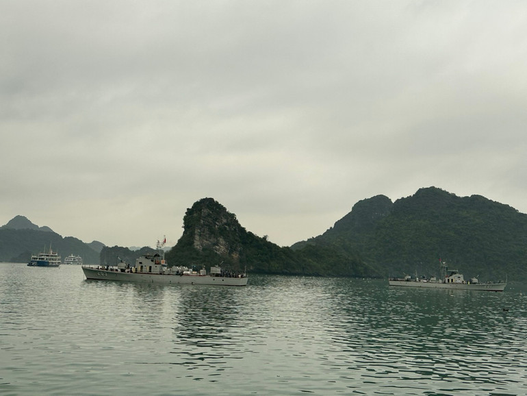 Bộ Chỉ huy Quân sự các thành phố Hải Phòng, tỉnh Quảng Ninh triển khai tìm kiếm từ trên không bằng flycam đối với khu vực các đảo, đá lân cận khu vực bị nạn.