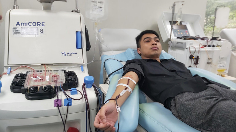 Nguyễn Đức Lâm đều đặn từ Nam Định lên Hà Nội hiến tiểu cầu.