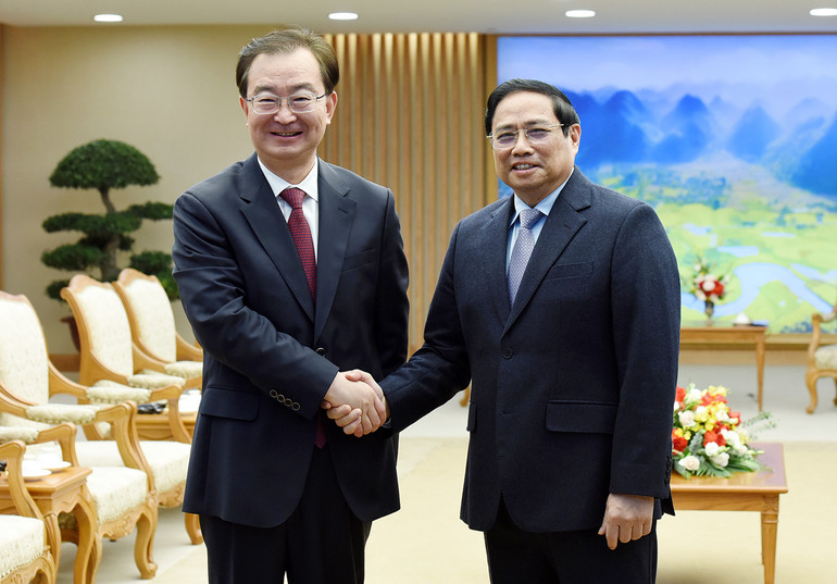 Thủ tướng Phạm Minh Chính tiếp đồng chí Vương Ninh, Ủy viên Trung ương Đảng Cộng sản Trung Quốc, Bí thư Tỉnh ủy Vân Nam.