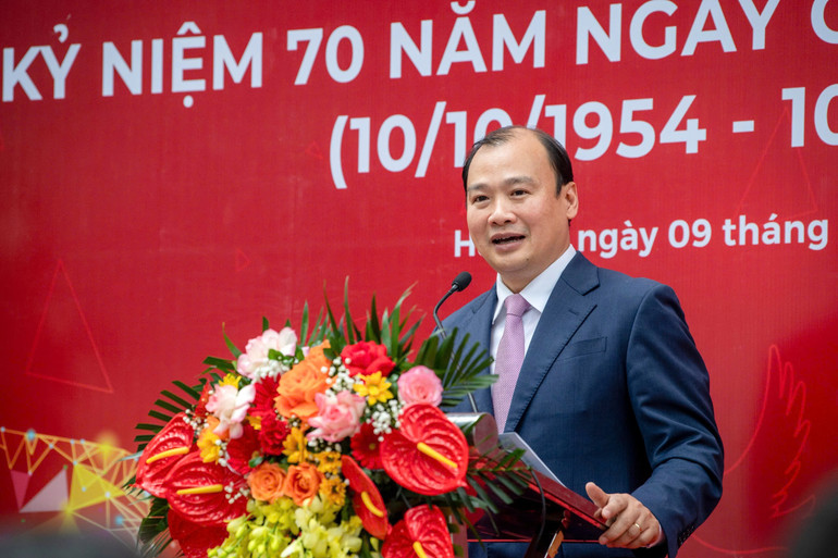 Đồng chí Lê Hải Bình, Ủy viên dự khuyết Trung ương Đảng, Tổng Biên tập Tạp chí Cộng sản phát biểu tại chương trình. (Ảnh: THÀNH ĐẠT)