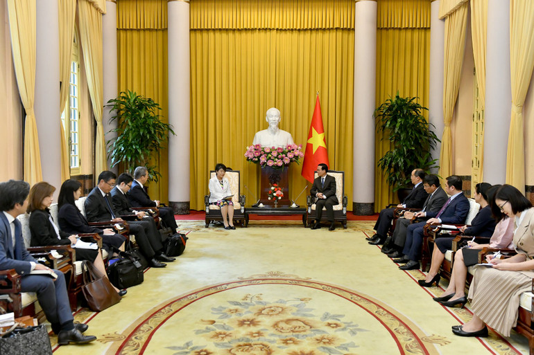 Chủ tịch nước Võ Văn Thưởng tiếp Bộ trưởng Ngoại giao Nhật Bản Kamikawa Yoko. (Ảnh: ĐĂNG KHOA) Chủ tịch nước Võ Văn Thưởng tiếp Bộ trưởng Ngoại giao Nhật Bản Kamikawa Yoko. (Ảnh: ĐĂNG KHOA)