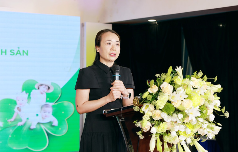 Thạc sĩ, bác sĩ Lê Thị Thu Hiền, Giám đốc chuyên môn Bệnh viện phát biểu tại buổi lễ.