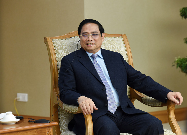 Thủ tướng Phạm Minh Chính phát biểu tại buổi tiếp.