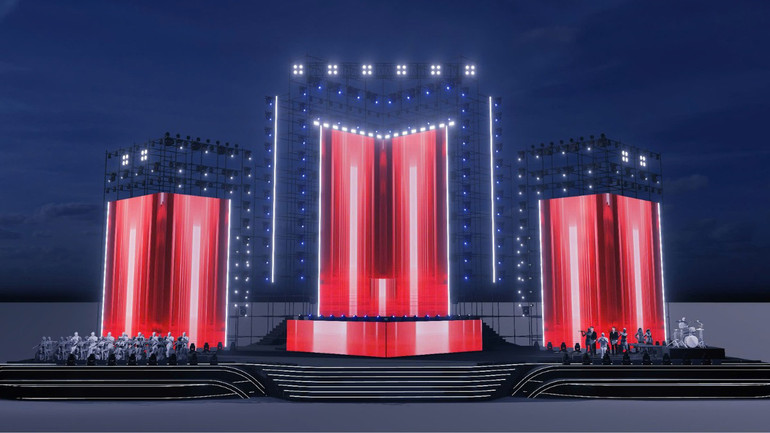 Phối cảnh sân khấu chương trình hòa nhạc ánh sáng. Phối cảnh sân khấu chương trình hòa nhạc ánh sáng.