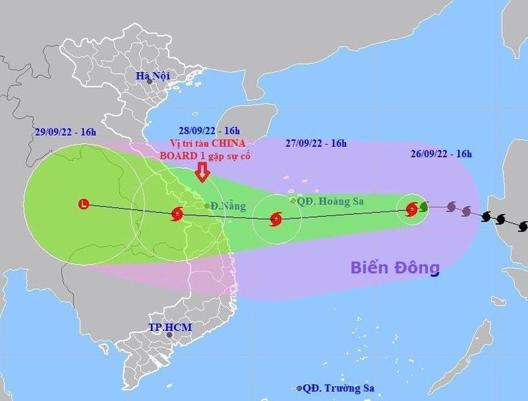 Vị trí tàu gặp sự cố.