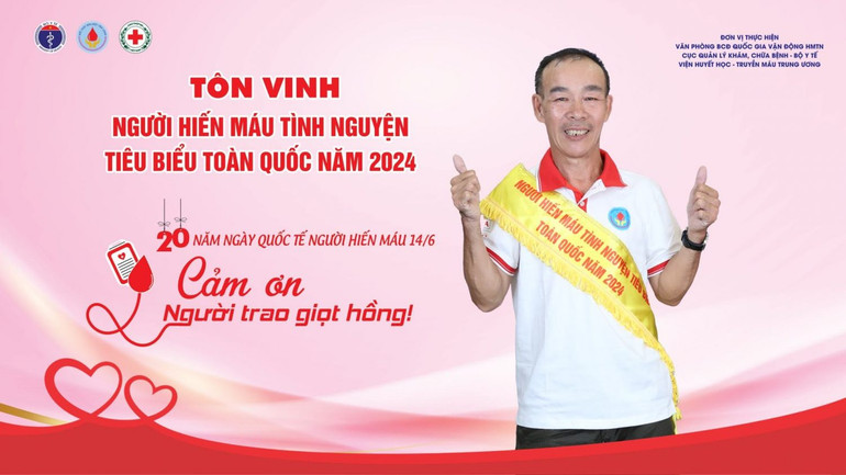 Ông Vũ Đình Phẩm (57 tuổi, TP Hồ Chí Minh) đã có tới 104 lần hiến máu.