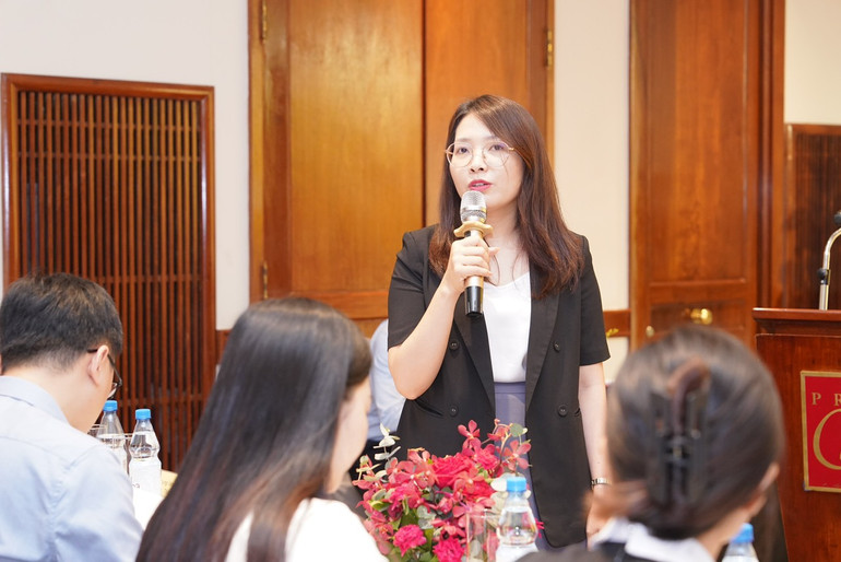 Bà Bùi Thị Thắm, Phó Tổng Giám đốc Công ty Cổ phần Quốc tế Việt Nam Nhật Bản (JVI) chia sẻ thông tin về hội thảo. Bà Bùi Thị Thắm, Phó Tổng Giám đốc Công ty Cổ phần Quốc tế Việt Nam Nhật Bản (JVI) chia sẻ thông tin về hội thảo.