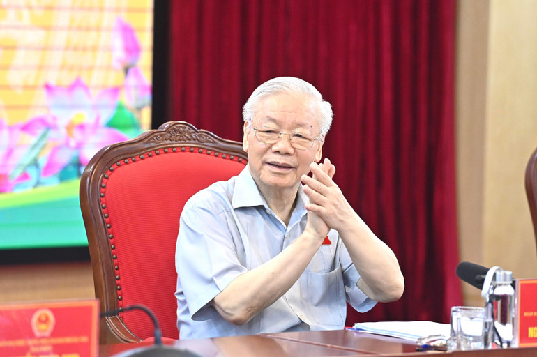 Tổng Bí thư Nguyễn Phú Trọng dự hội nghị tiếp xúc cử tri đơn vị bầu cử số 1, thành phố Hà Nội.