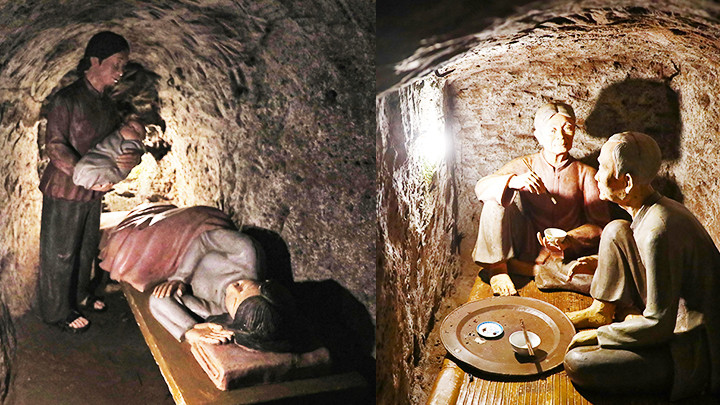 Các ngách nhỏ được khoét sâu hai bên đường hầm đủ chỗ sinh hoạt cho 2-4 người.