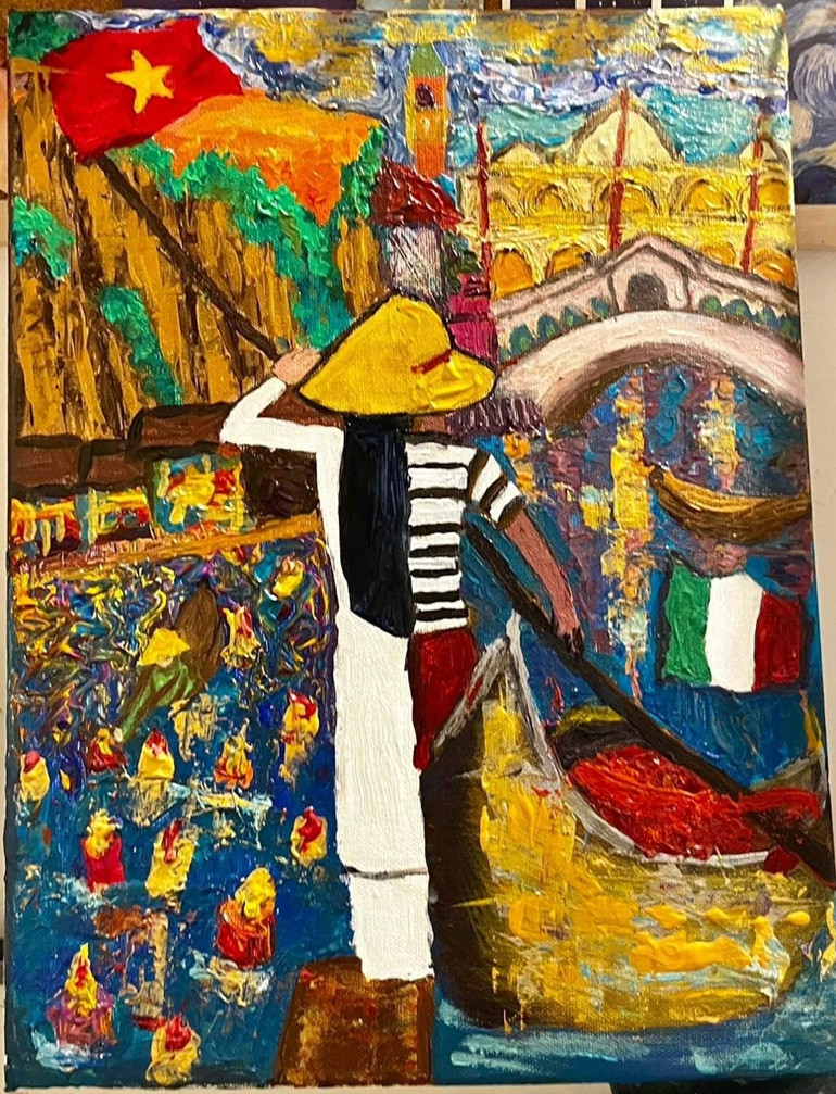 Ảnh: Bức tranh dòng chảy Việt-Italia