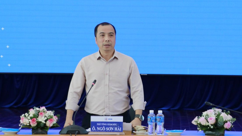 Phó Tổng Giám đốc EVN Ngô Sơn Hải phát biểu tại buổi làm việc.