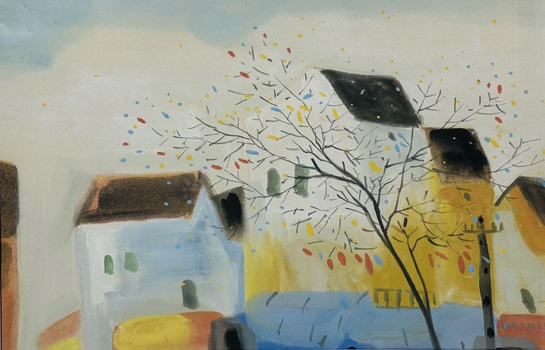 Tác phẩm của họa sĩ Nguyễn Minh tại triển lãm.